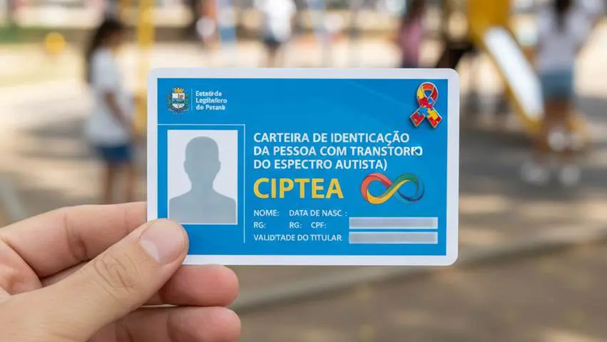 Prioridade e Reconhecimento: Este documento oficial garante a prioridade e o reconhecimento dos direitos da pessoa com Transtorno do Espectro Autista (TEA) em serviços públicos e privados, conforme previsto no Código Estadual do Autismo. Modelo de Carteira Ilustrativo.