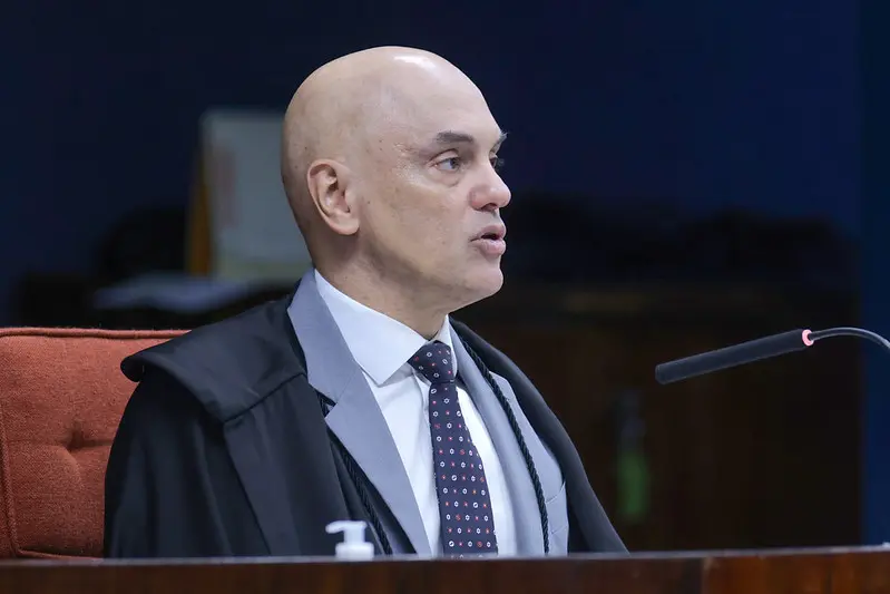 Após divergência: ministro Alexandre de Moraes, durante o julgamento do núcleo 4. Em seu voto, o relator cita mensagens que mencionam o ministro Luiz Fux.
