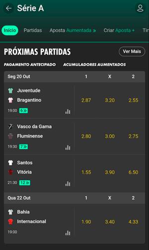 Partidas com Chutes a Gol na bet365