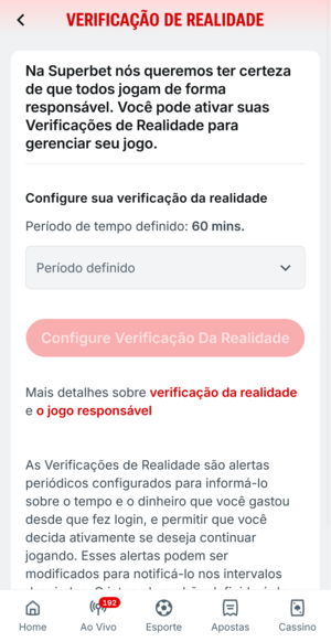 Tela de verificação de realidade