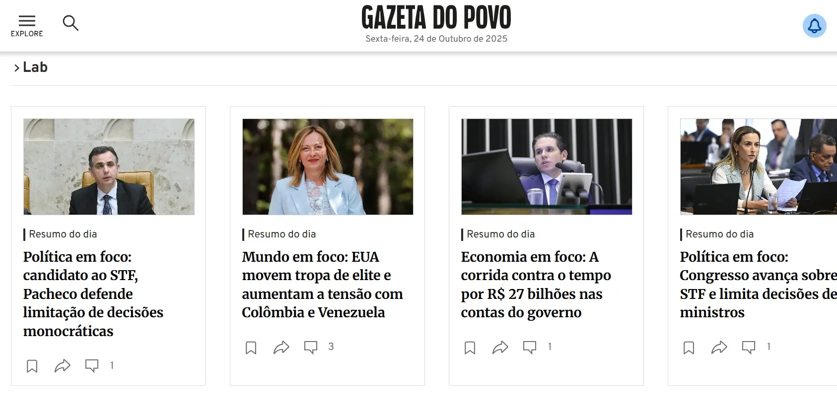 Resumos diários de Mundo, Economia e Política estão disponíveis logo pela manhã