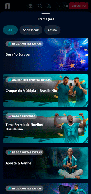 Ofertas para usuários cadastrados na Novibet