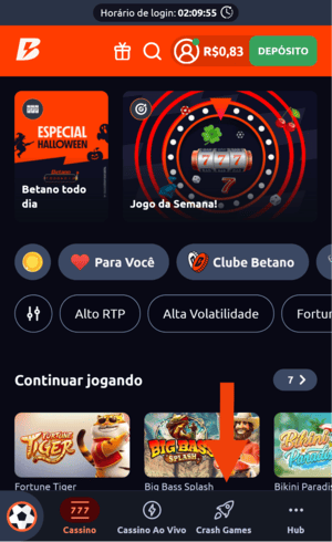 Passo 1 para jogar Acelera Betano
