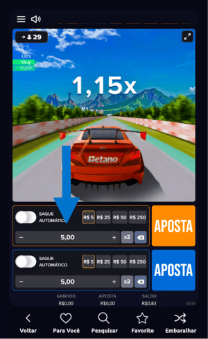 Passo 3 para jogar Acelera Betano
