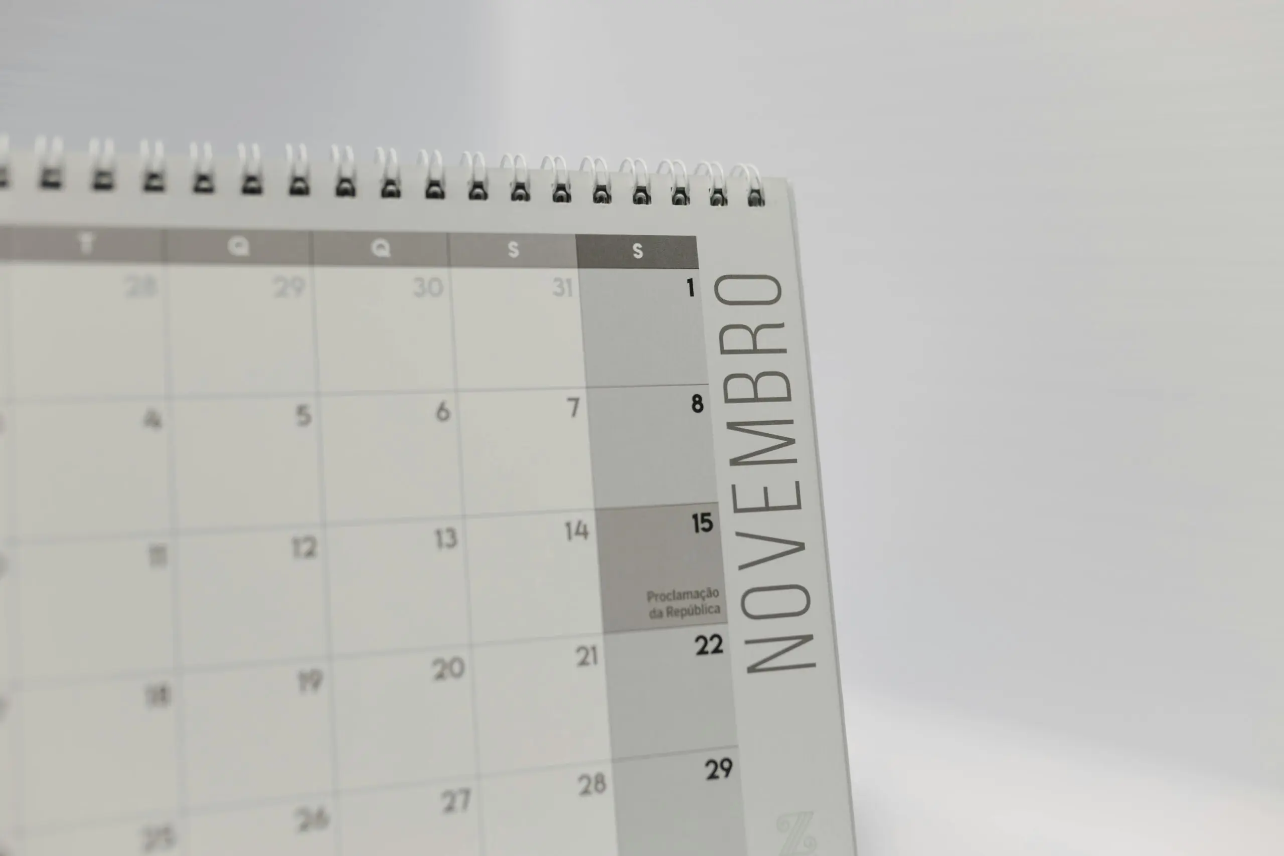 Feriados no calendário de novembro de 2025.