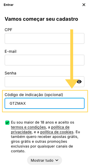 Formulário de cadastro seguro da KTO