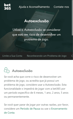 Autoexclusão bet365
