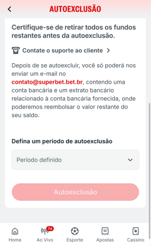 Autoexclusão Superbet
