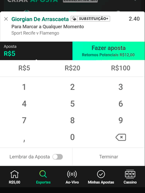 Bilhete de apostas esportivas da bet365