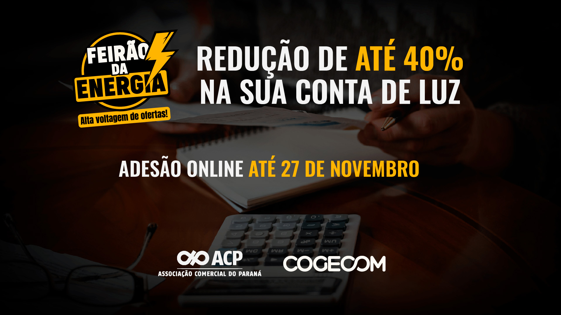 Redução na conta de energia é oferecida na parceria da ACP e Cogecom no link: https://bit.ly/44a1nD4