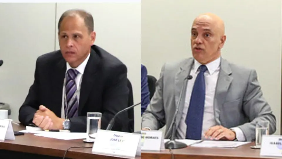 Eduardo Tagliaferro e Alexandre de Moraes, em reunião entre o TSE e as plataformas digitais, em 2022.