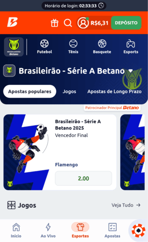 Odds e mercados da Betano