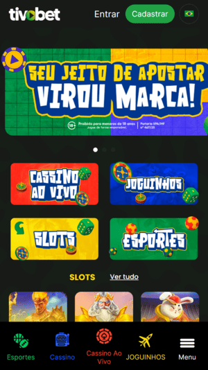 Tela inicial da Tivo Bet