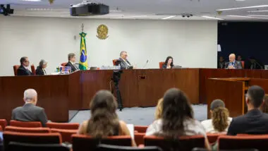 Plenário da Primeira Turma do STF, durante a leitura do voto de Alexandre de Moraes na ação penal nº 2696 (núcleo 3).