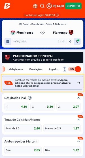 Função de Criar Aposta na Betano em rivalidades estaduais
