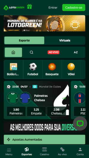 Tela inicial da Lotogreen