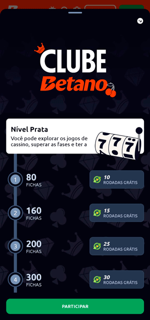 Seção do Clube Betano e suas recompensas por fichas
