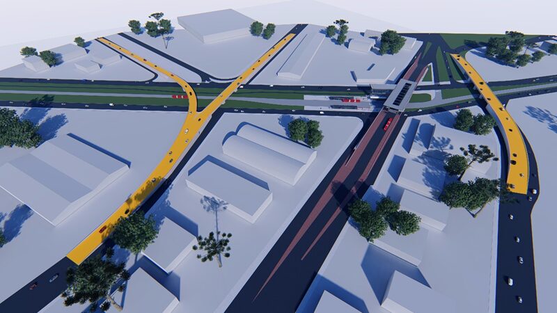 O futuro trinário da Avenida Marechal Floriano terá viaduto central exclusivo para transporte coletivo e dois novos viadutos paralelos na Linha Verde Sul.