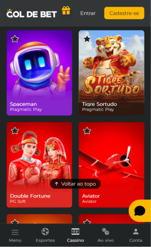 Captura de tela da Goldebet com Tigre Sortudo