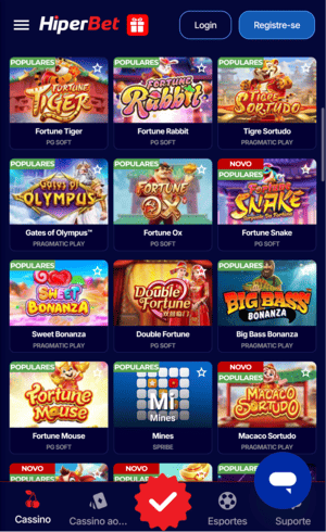 Captura de telal da Hiperbet com Tigre Sortudo