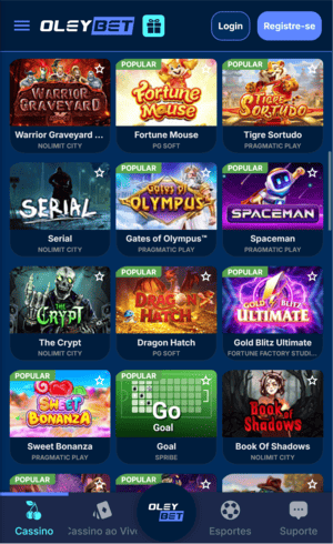 Captura de tela da Oleybet com Tigre Sortudo
