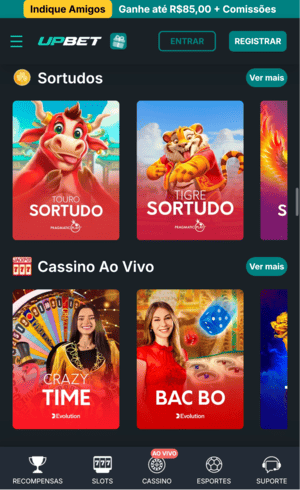 Captura de tela da Upbet com Tigre Sortudo
