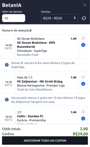 Sugestão de apostas do Bet Mentor