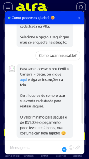 Suporte da Alfabet em tempo real