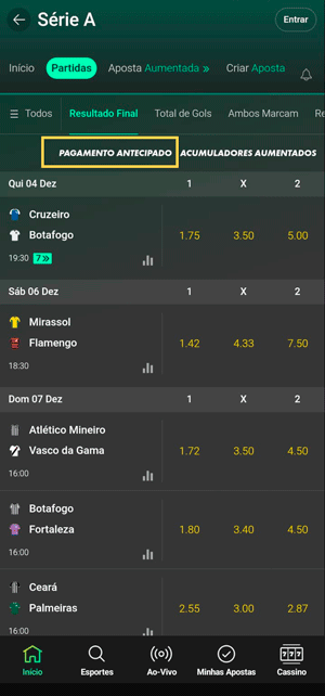  Interface de apostas da bet365 com pagamento antecipado
