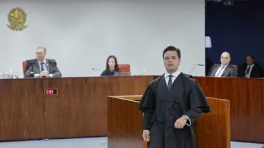 Jeffrey Chiquini, advogado do ex-assessor Filipe Martins, durante o julgamento da ação penal nº 2693 (núcleo 2).