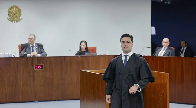 Jeffrey Chiquini, advogado do ex-assessor Filipe Martins, durante o julgamento da ação penal nº 2693 (núcleo 2).