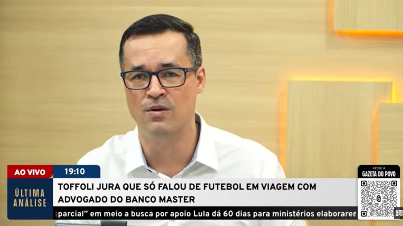 No programa Última Análise desta segunda-feira (08), Deltan Dallagnol critica atitude de ministro do STF, Dias Toffoli, que fez viagem particular com envolvido no Banco Master.