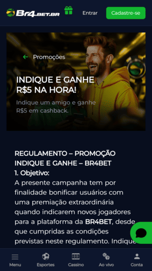 Bônus de indicação no cassino Br4Bet