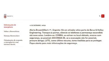 O comunicado preliminar feito pela Brown University.