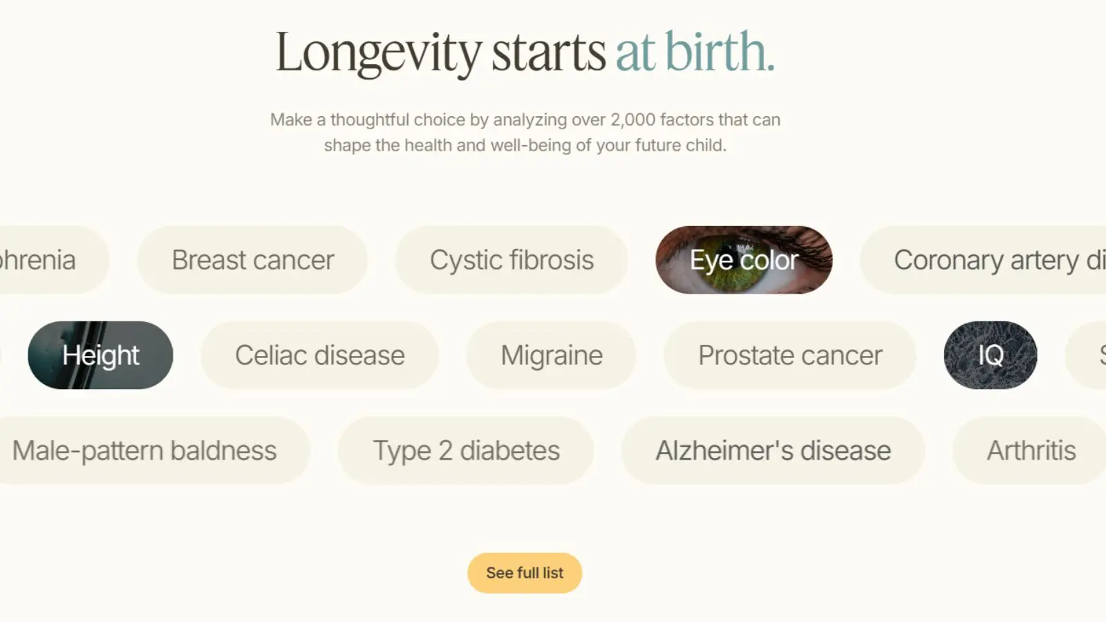Site da Nucleus divulga mapeamento genético que permite seleção por cor dos olhos, QI e altura.