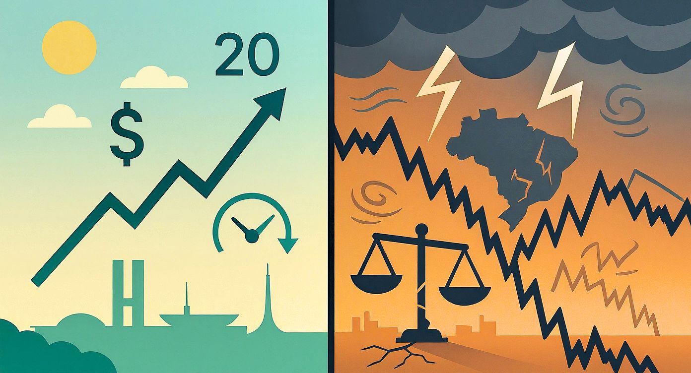 Primeiro semestre: oportunidades com queda de juros e bolsa em alta. Segundo semestre: volatilidade e incerteza fiscal. A economia em 2026 será binária.