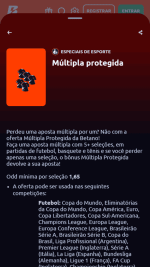 Regras da Múltipla Protegida na Betano