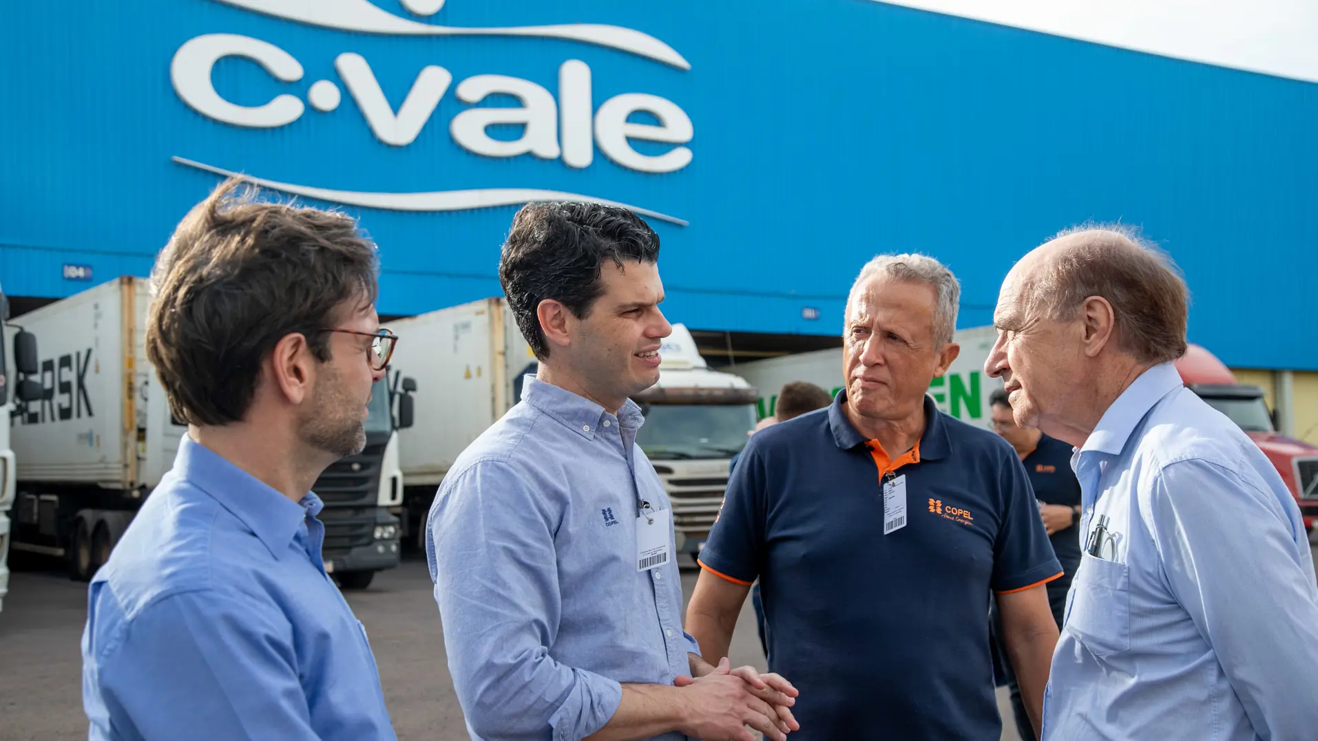 Visita da Copel a C.Vale Palotina 2. Da esquerda para a direita: Marcelo Afonso Riedi, Daniel Slaviero, Marco Antonio Villela de Abreu, Alfredo Lang