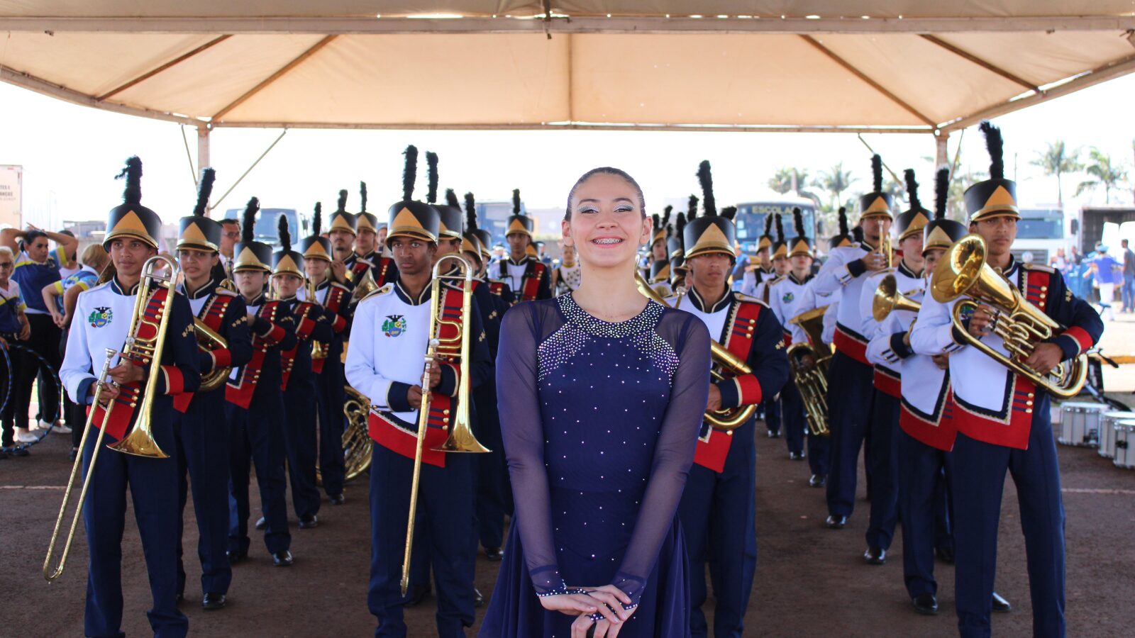 A Banda Marcial Raio de Luz, formada por estudantes da pequena Jateí: melhor cidade para morar no Brasil.