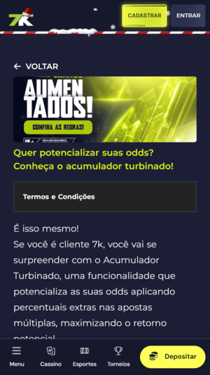Oferta de 4 reais na Bet7k
