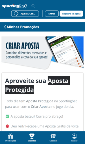 Freebet com o Aposta Protegida na Sportingbet