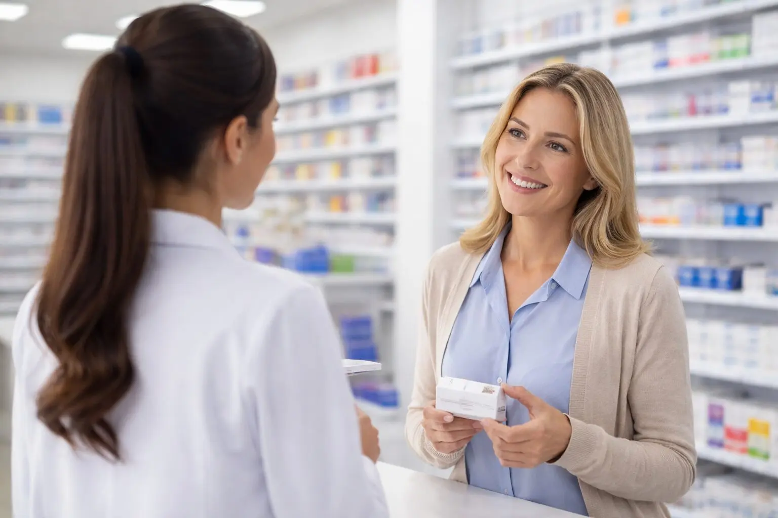 Atendimento farmacêutico humanizado: orientação profissional faz a diferença na experiência do consumidor dentro da farmácia.