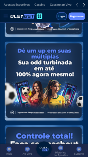 Promoção com múltiplas aumentadas na Oleybet