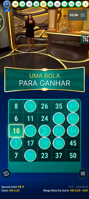 Resultado de sorteio no bingo ao vivo “Mega Bola da Sorte” na Stake