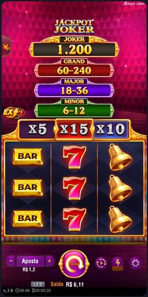 Tela inicial do Jackpot Joker