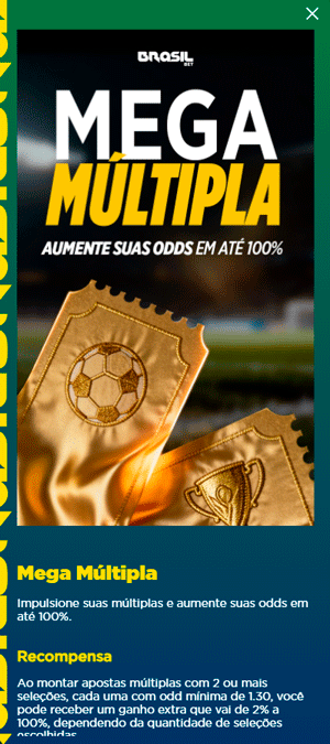 Página da oferta Mega Múltipla da Brasil.bet, uma casa confiável para bônus