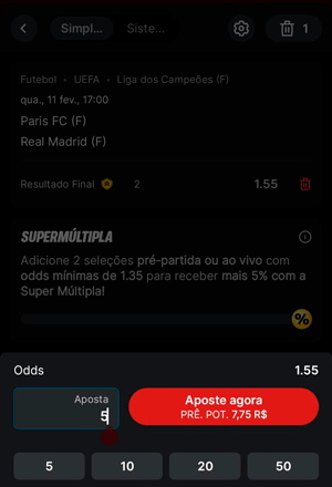 Definindo o valor de uma aposta em futebol feminino na Superbet
