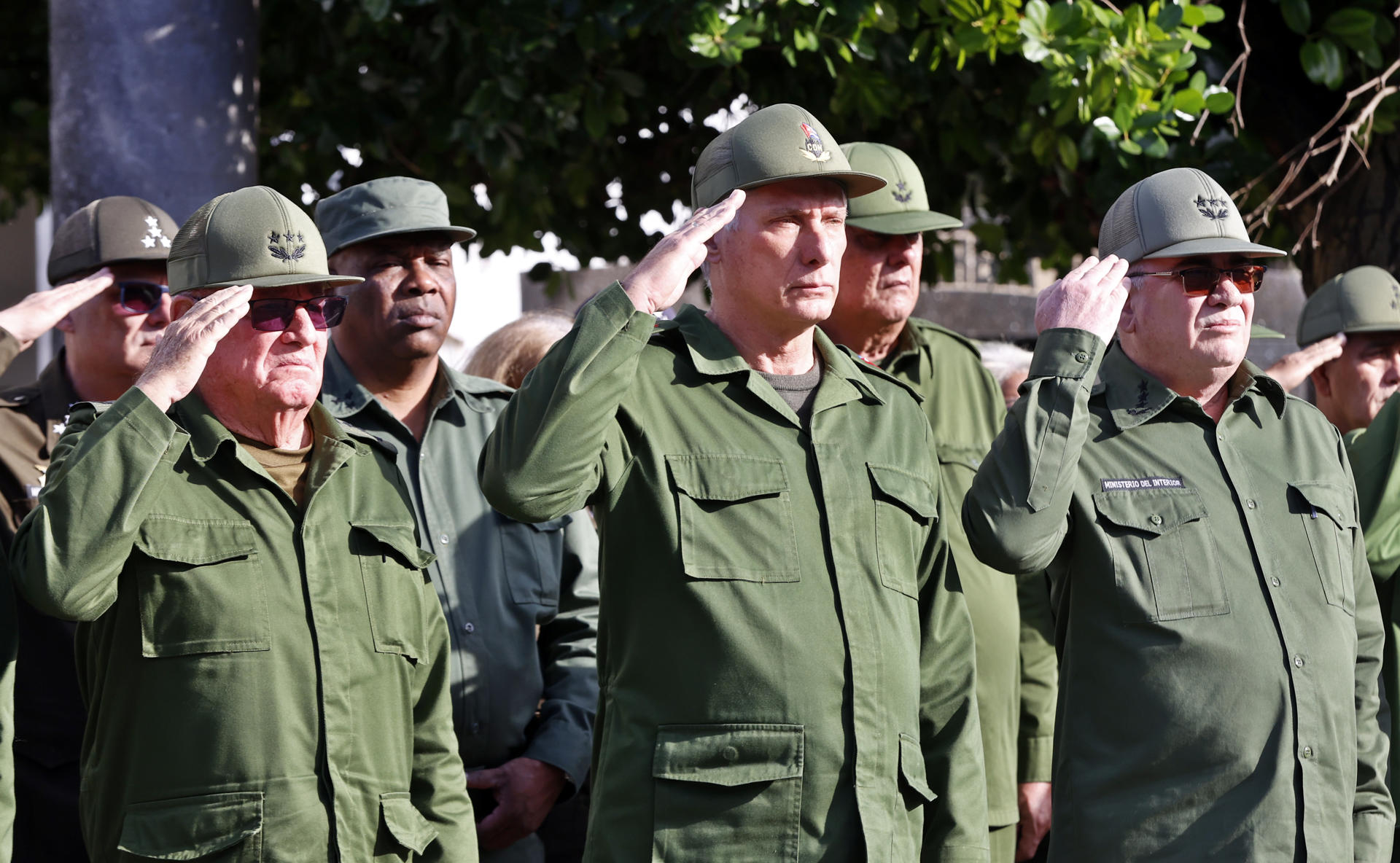 O ditador de Cuba, Miguel Díaz-Canel, durante homenagem aos 32 seguranças cubanos de Maduro mortos em operação dos EUA na Venezuela
