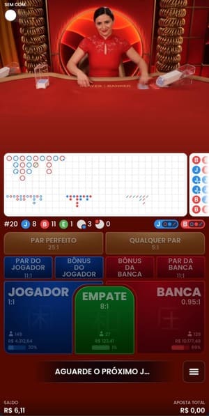 Partida de baccarat ao vivo
