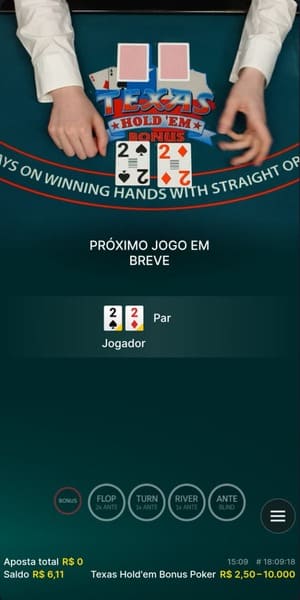 Partida de Texas Hold’Em ao vivo